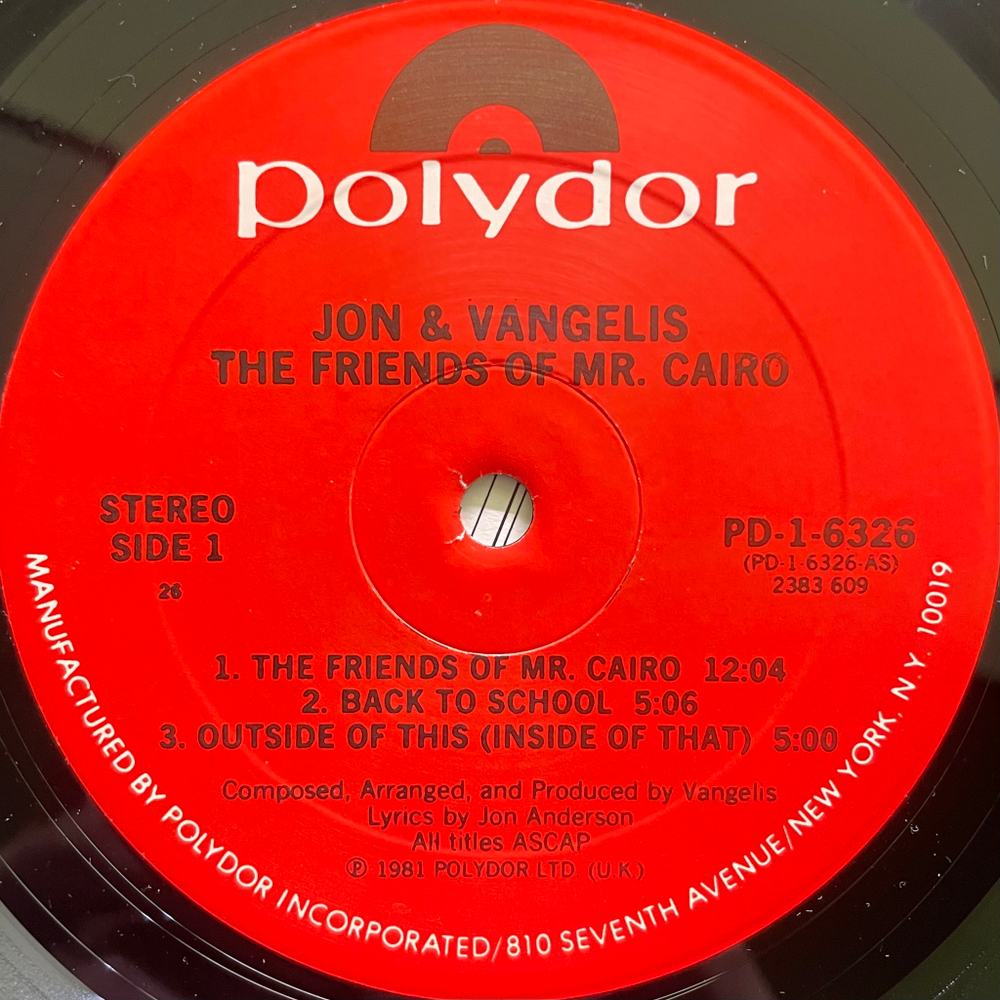 Jon And Vangelis ‎– The Friends Of Mr. Cairo (США 1981г.)