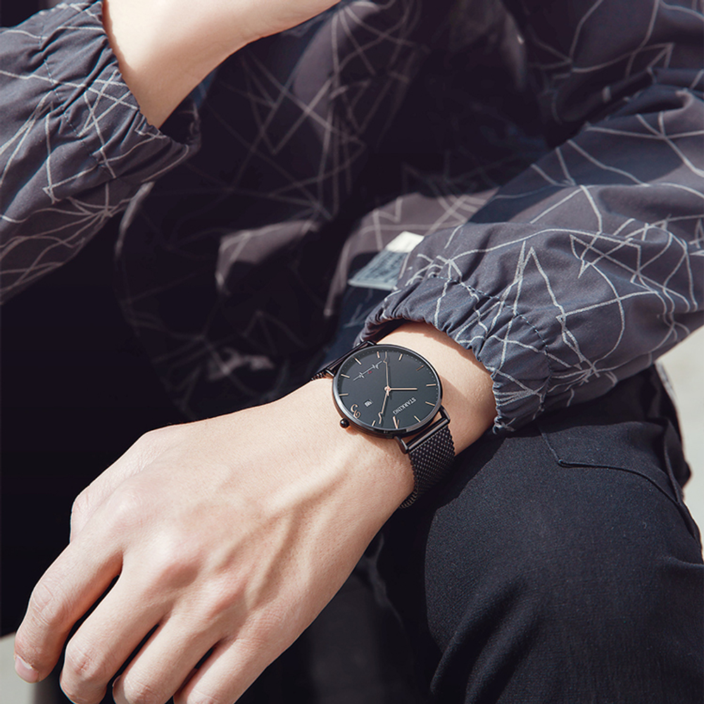 STARKING Quartz Movement Stainless Steel Watchband Watch Unisex White Dial