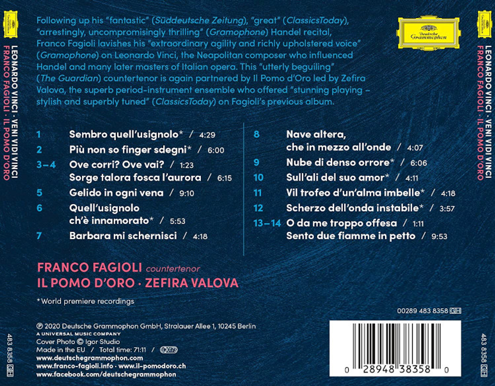 Franco Fagioli, Il Pomo D'oro, Zefira Valova / Leonardo Vinci: Veni, Vidi, Vinci (CD)