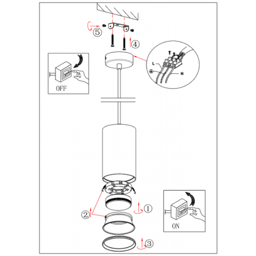 Светильник подвесной ЭРА PL12 GX53 BK/SL под лампу GX53 черный/серебро | Подвесные светильники