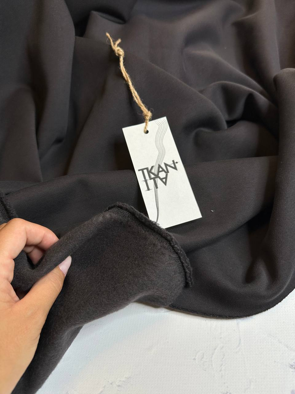 Плательно-костюмный хлопковый футер (начес) (Acne Studios, 90%хлопок/10%полиэстер, Вулканический графит, 158, 450 гр/м2)