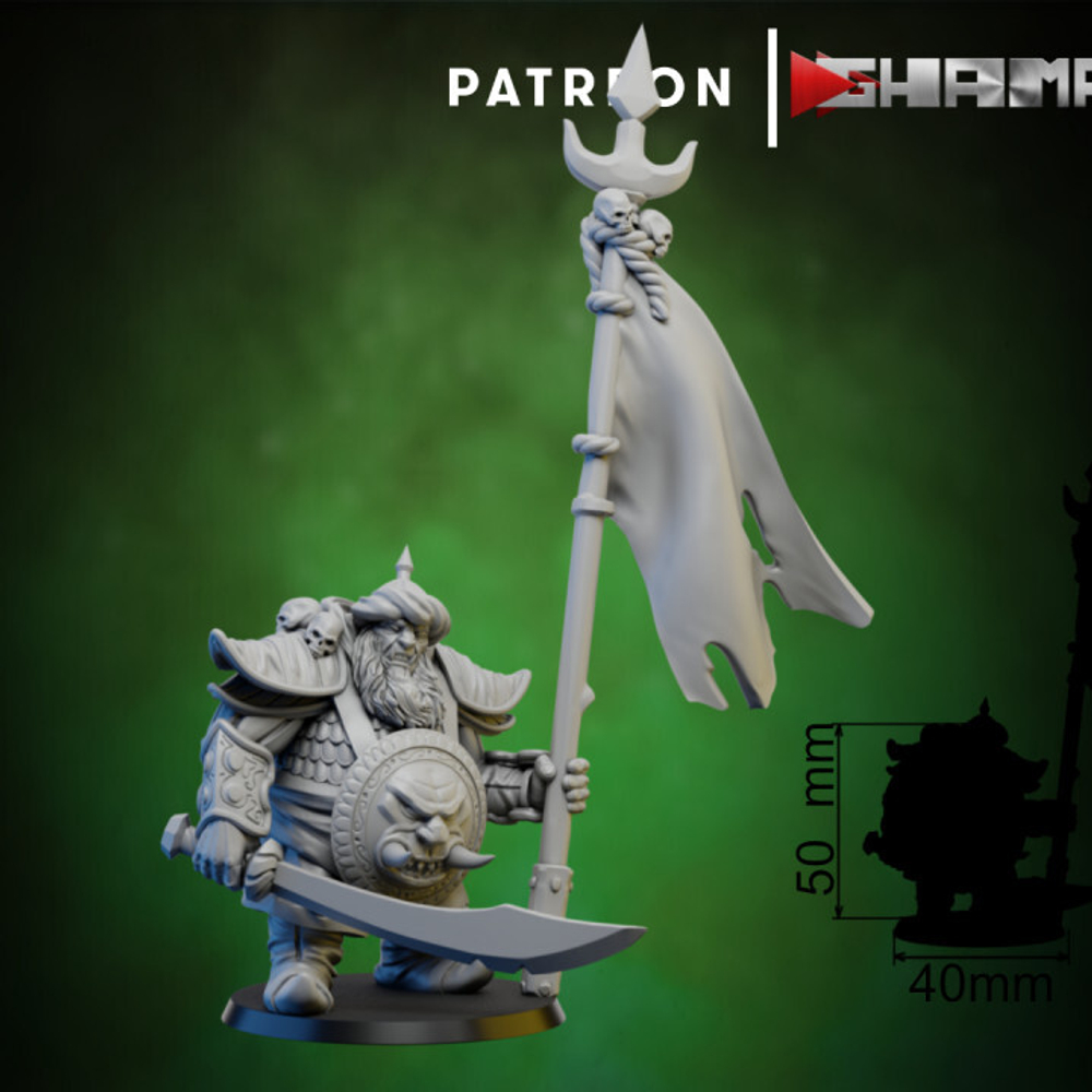 Grand Alliance Destruction Ogor Mawtribes Ogre Kingdoms Ogor Gluttons Воин огр №3 знаменосец миниатюра для dnd, днд, pathfinder, фентези, Настольная игра, НРИ, Варгейм, РПГ