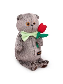 Мягкая игрушка Басик с тюльпаном 22 см