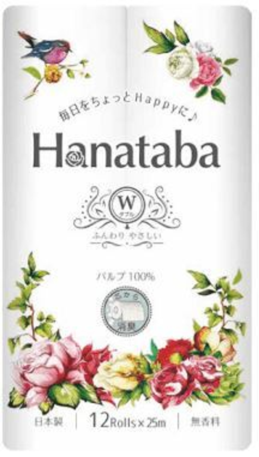 Бумага туалетная Marutomi "Hanataba" 2-х слойная 18 рул по 25м