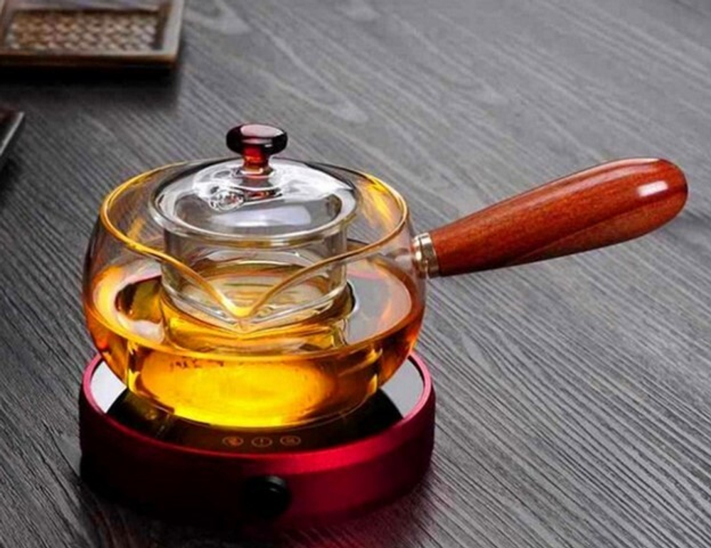 298051 Чайник для варки, с бок.деревянной ручкой, 500мл, стекло/дерево