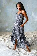 Платье с рюшей Nina (Размер: L) (Цвет: темно-синий)