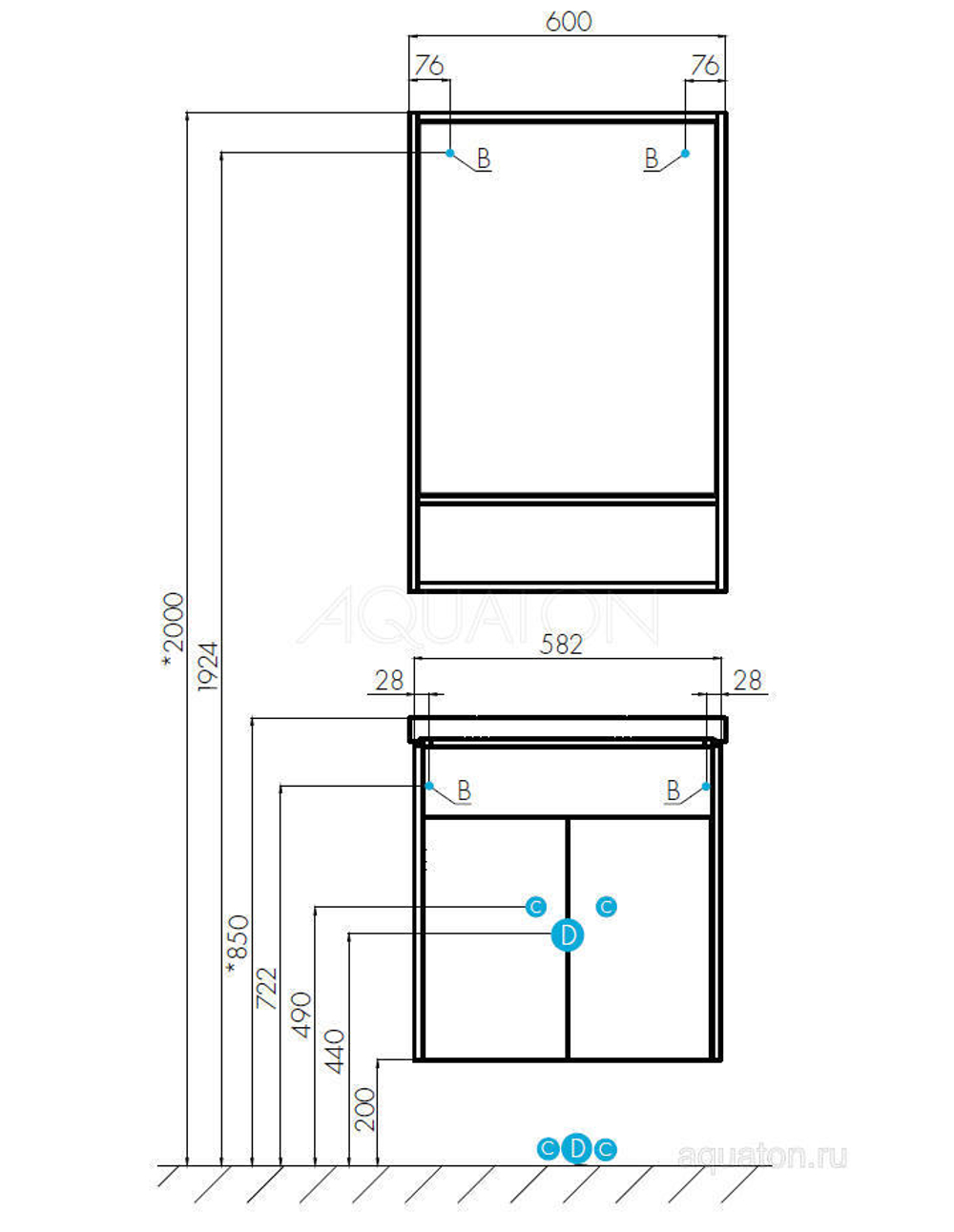 Тумба под раковину Aquaton Флай 60 белый, дуб крафт 1A237301FAX10