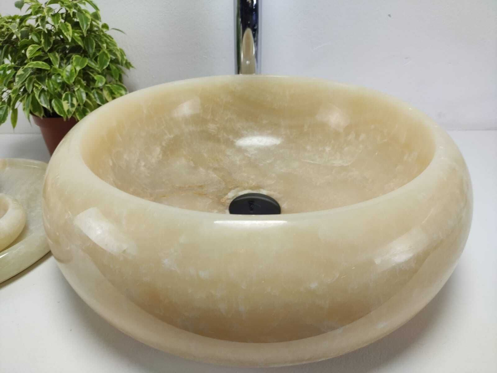 Каменная раковина из оникса Donut Yellow Medium DO-00921 (45*45*15)