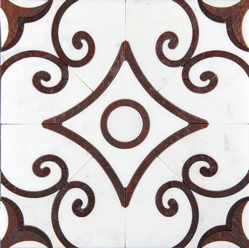 ACM-W-4/5 Итальянская мозаика мрамор Skalini Alcamo белая  светлая глянцевая