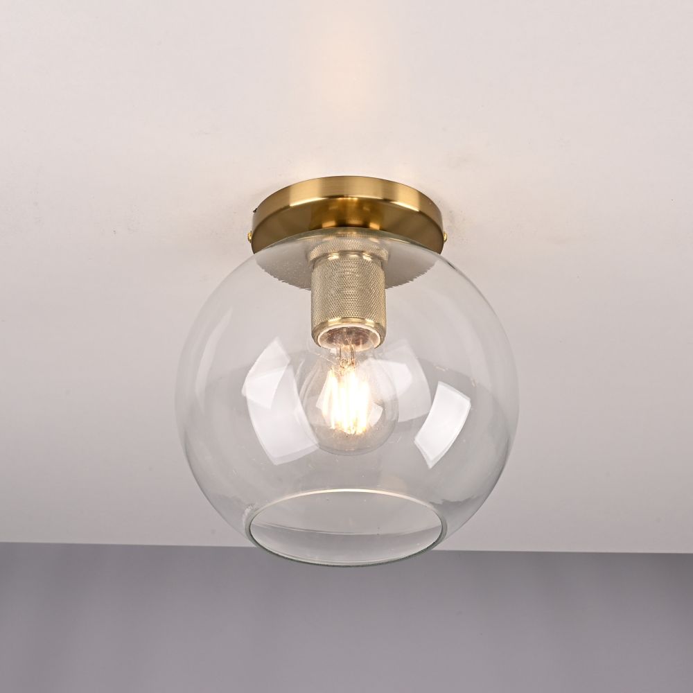 Потолочный Светильник Rh Utilitaire Globe Shade Flushmount Brass By Imperiumloft