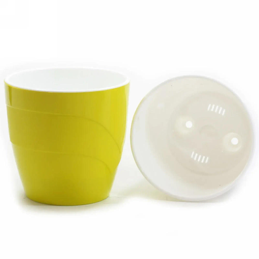 Кашпо для цветов пластиковое 2л d-15см «Грация» со вставкой фисташковый