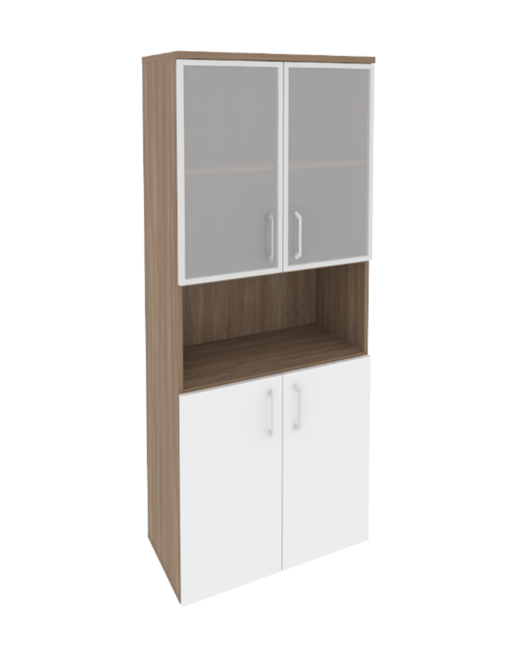 Шкаф высокий широкий с 2 комплектами дверей и стеклом в раме Onix