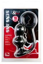 Черная анальная втулка с эрекционным кольцом Black & Red (Цвет: Чёрный)