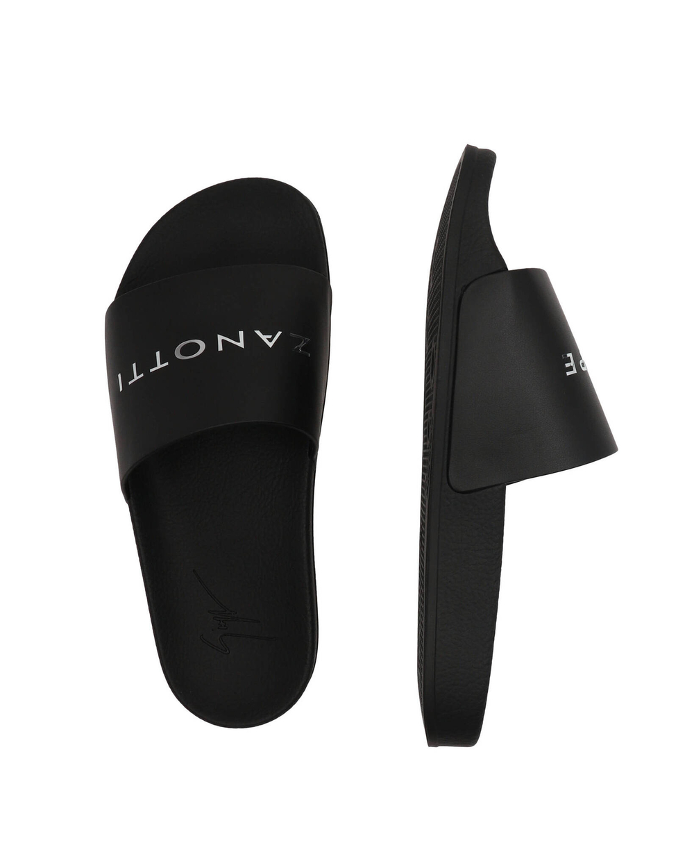 Шлепанцы кожаные slogan Giuseppe Zanotti - черный(RS30028)