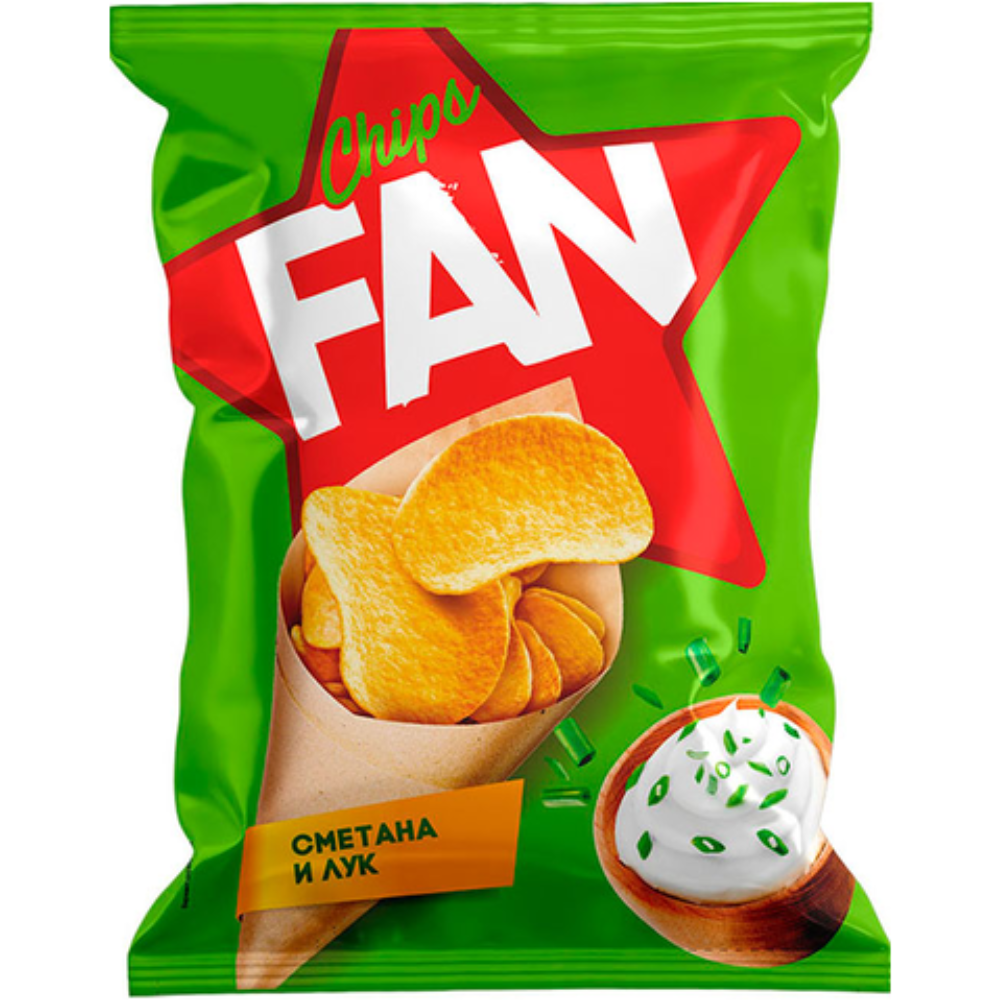 Чипсы картофельные Fan Сметана и лук 65 гр