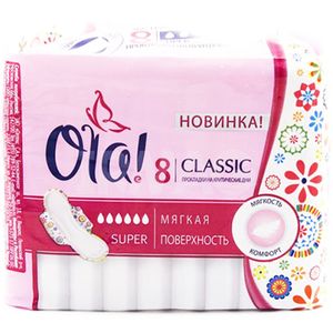 ПРОКЛАДКИ OLA КРИТ WINGS SUPER CLASSIC МЯГКАЯ ПОВЕРХНОСТЬ 8ШТ