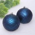 Новогодние шары 10 см (набор 2 шт) «Загадочная мечта», сапфир