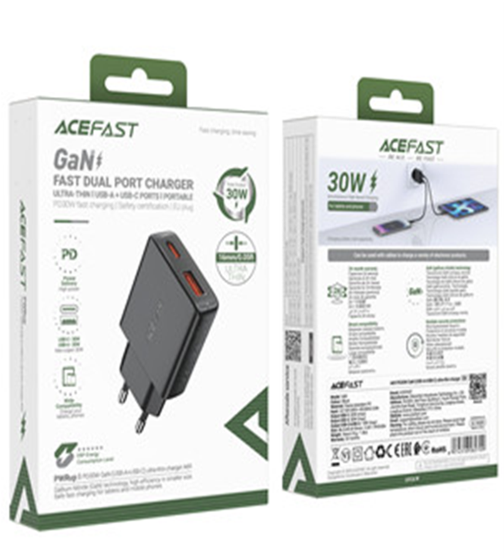 A69 PD30W GaN (USB-A+USB-C) ultra-thin charger (EU)