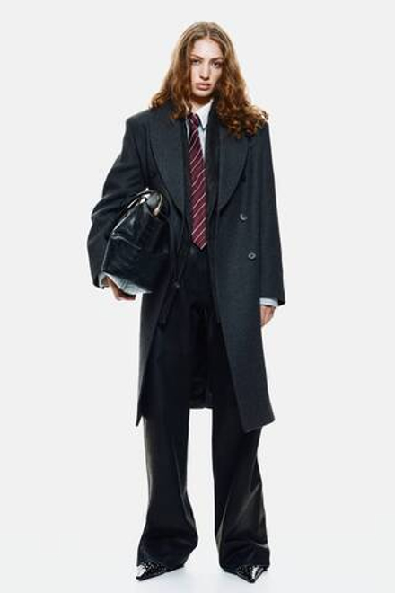 H&M Пальто из смесовой шерсти, темно-серый