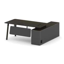 Fresco Стол руководителя FR.SR-18 (L) Дуб Темный/Базальт UM/Металл Черный/Нерж. Сталь 1800*1798*750