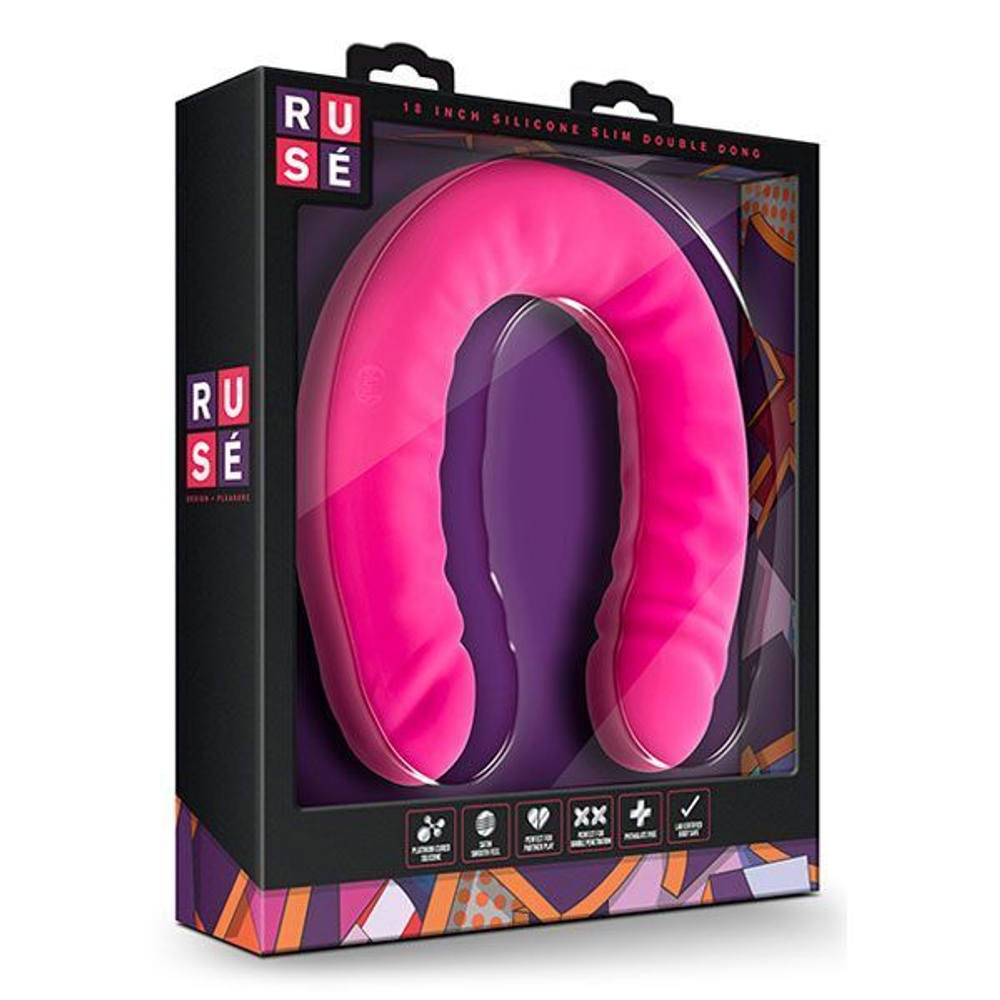 Розовый двусторонний фаллоимитатор 18 inch Silicone Slim Double Dong - 45,7 см. (Цвет: розовый)