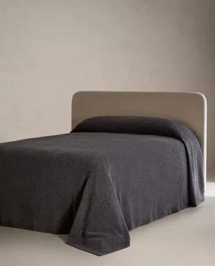 ZARA HOME ВАФЕЛЬНОЕ ПОКРЫВАЛО, ТЕМНО-СЕРЫЙ
