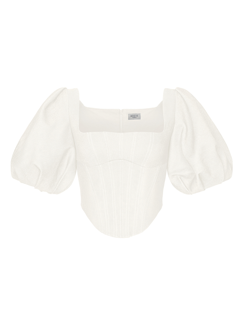 Топ корсетного типа из денима с пышными рукавами