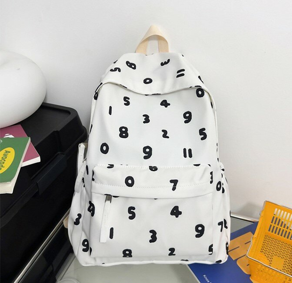Рюкзак женский мужской школьный, для студентов молодежный, белый