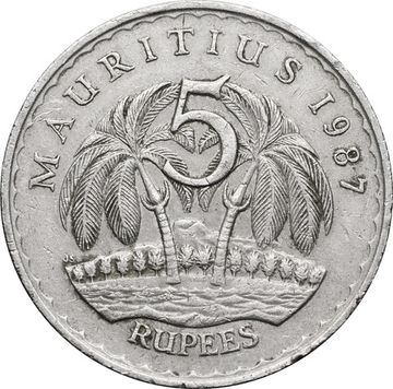 5 рупий 1987 Маврикий