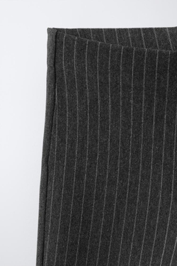 ZARA БРЮКИ-КЛЕШ В ТОНКУЮ ПОЛОСКУ, СЕРЫЙ