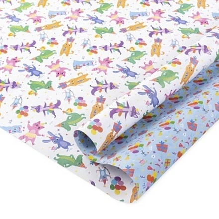 Упаковочная бумага 80гр (0,7*1 м) Праздник у зверят 2 ст.