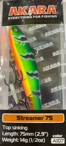 Воблер Akara раттлин Streamer 75 мм 14 гр. (1/2 oz 2,9 in) A107