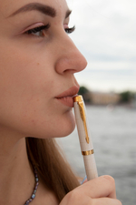 Ручка роллер Parker IM Premium T318 Pearl GT F черные чернила, в подарочной коробке