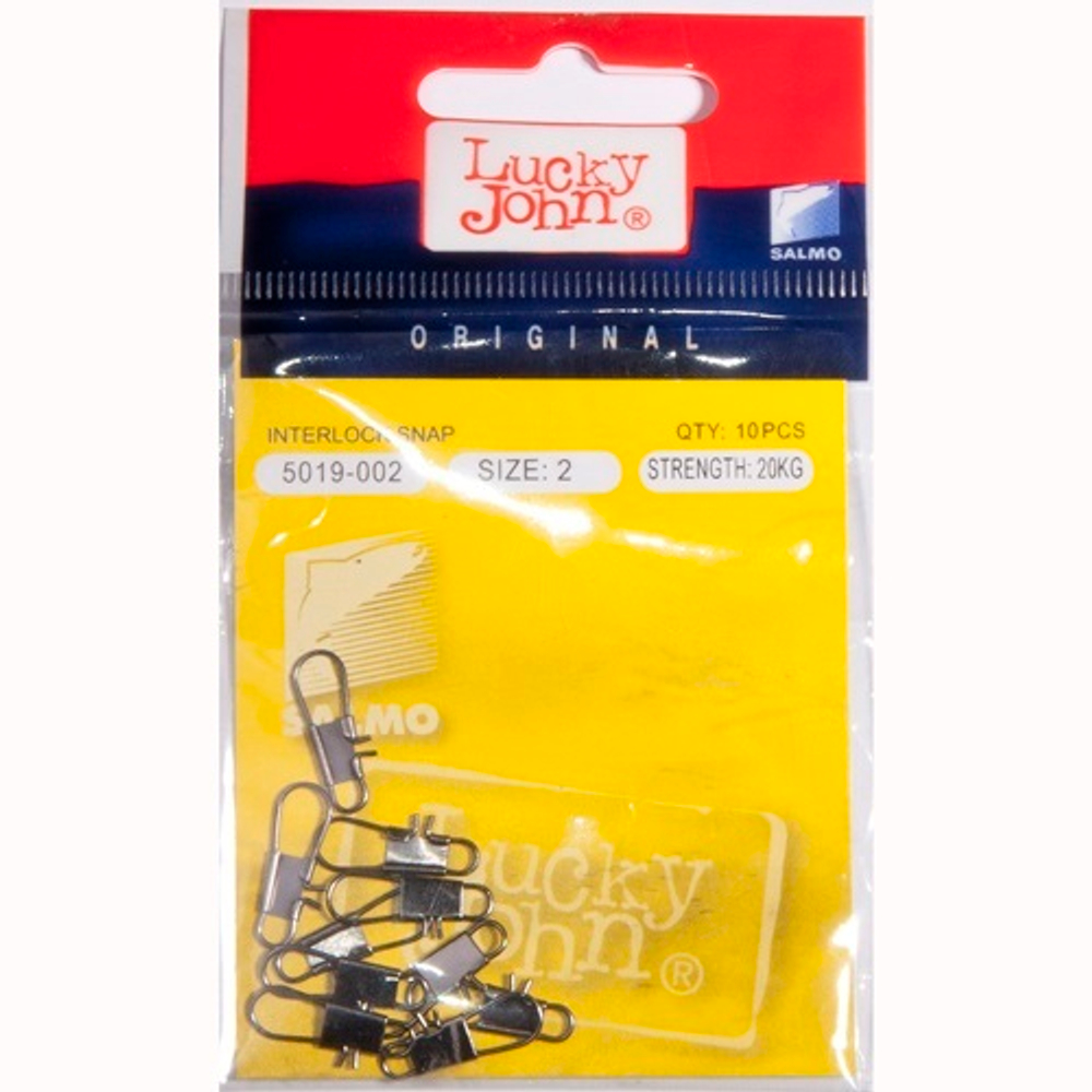 Застежки Lucky John BLACK INTERLOCK SNAP Karabine, арт. 5019