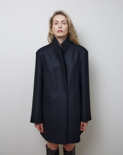 Пальто с асимметричным низом из шерсти Гуччи черный