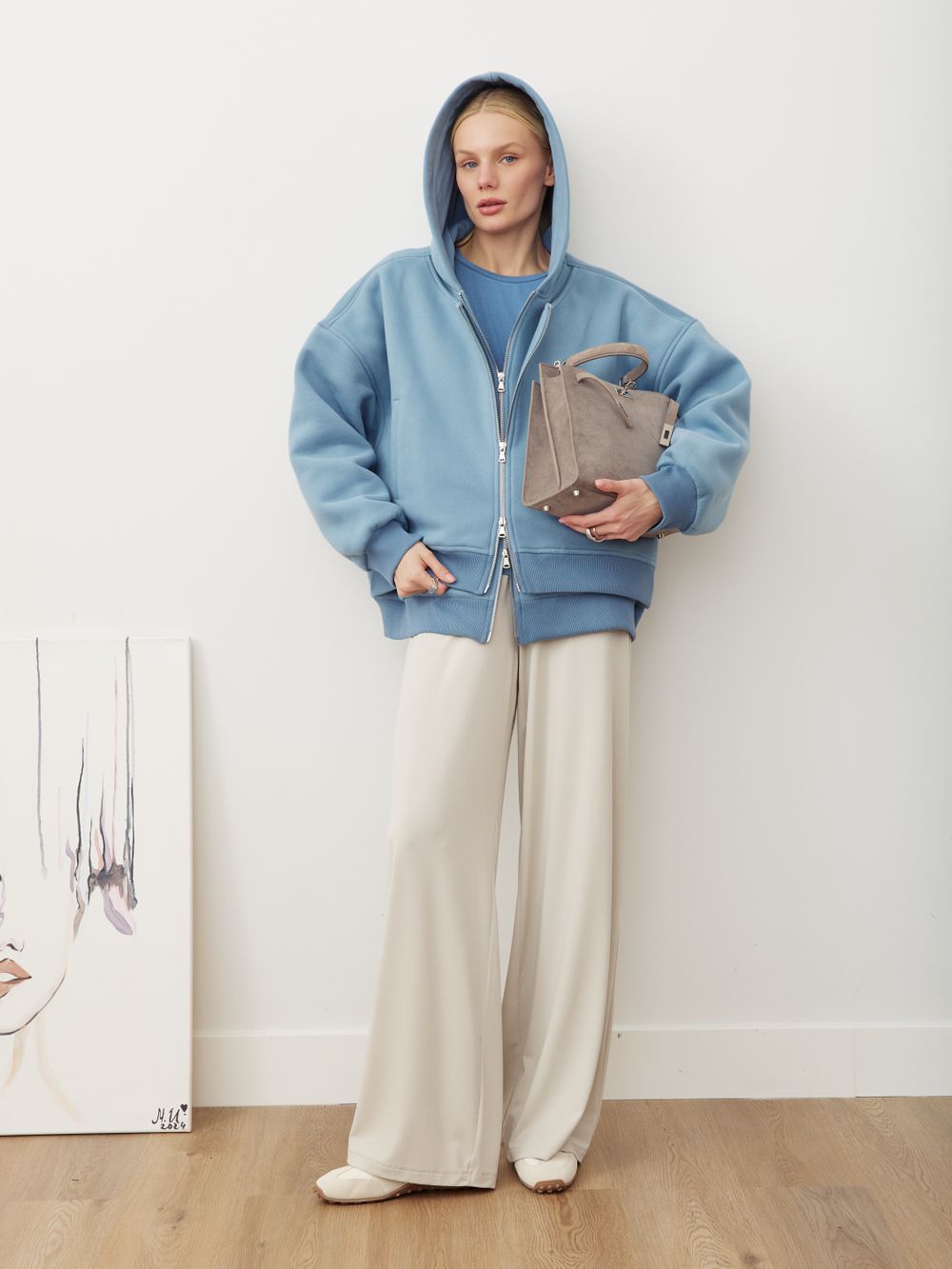 БОМБЕР-ОЛИМПИЙКА ВИНТАЖНЫЙ СИНИЙ