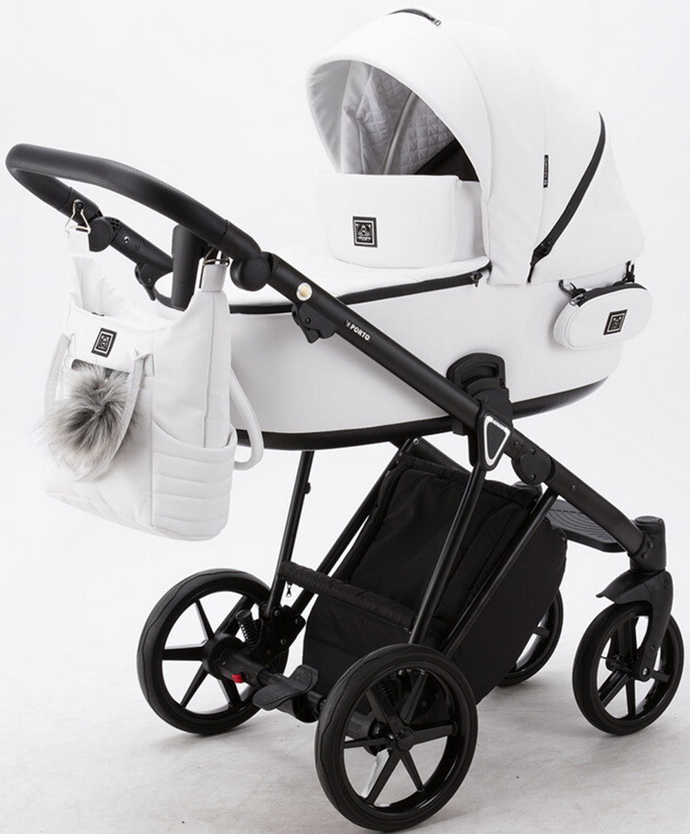 Детская коляска Adamex Porto Deluxe 2 в 1 PO-SA01 (БЕЛ.КОЖА)