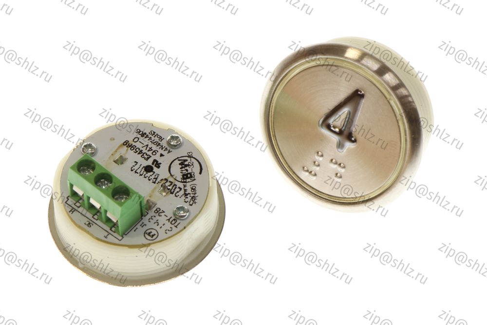 Кнопка (кнопочный модуль) BBP-R331-CMPLT-D-W &quot;4 этаж&quot;, круглая, динамическая белая подсветка, Брайль.