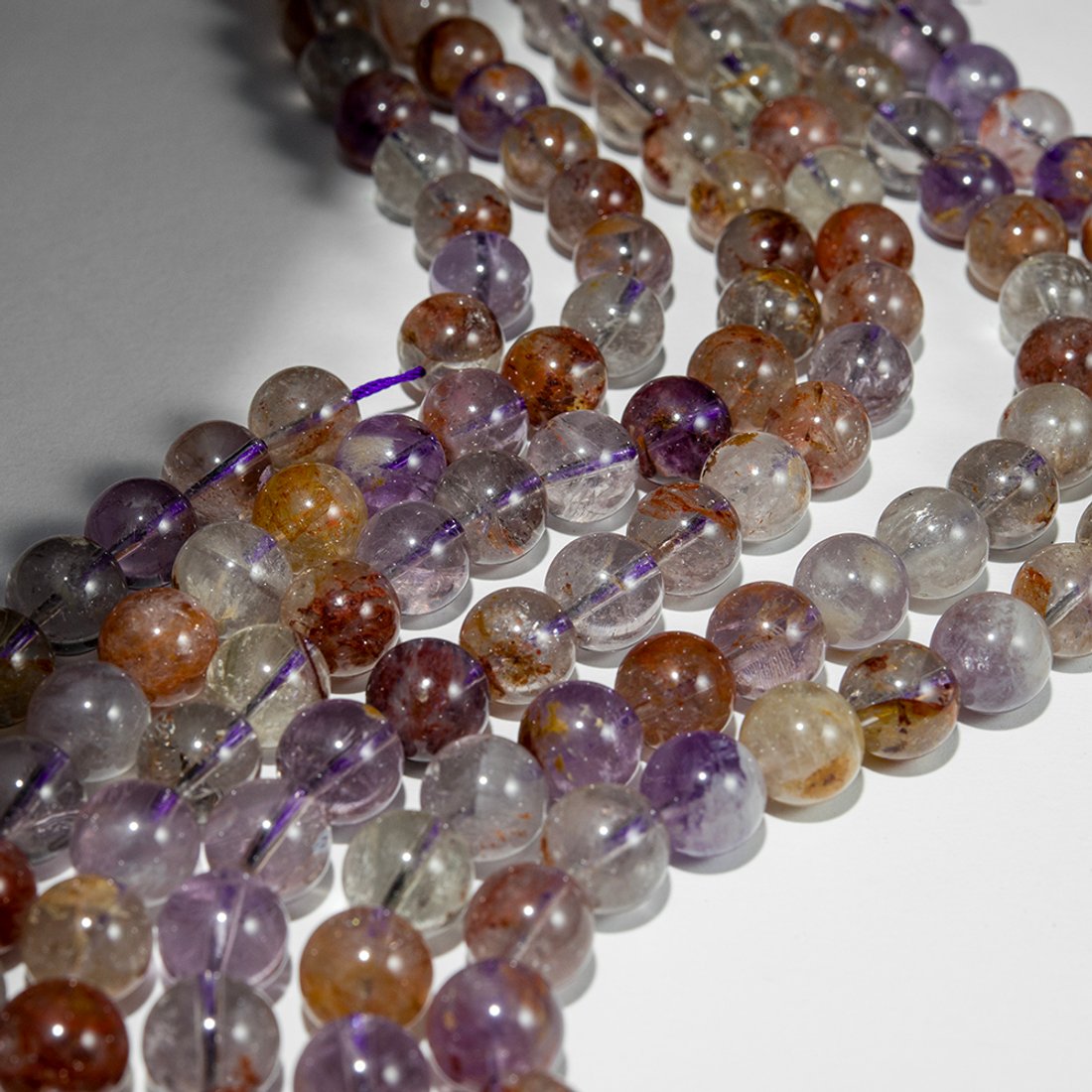 Ауралит натуральный (кварц с включениями), бусины в форме шара, 10,5мм