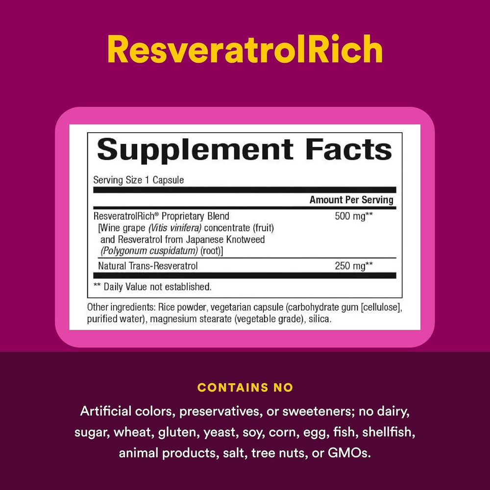 Natural Factors, ResveratrolRich®, концентрат ресвератрола, суперсила, 60 вегетарианских капсул