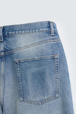 ZARA ДЖИНСЫ RELAXED FIT С РАЗРЕЗАМИ, СИНИЙ