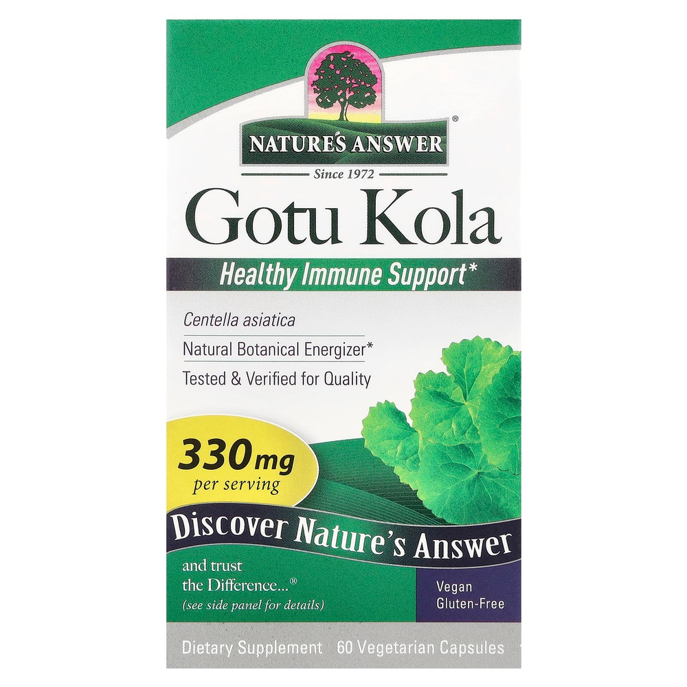 Nature's Answer, готу кола, 330 мг, 60 вегетарианских капсул