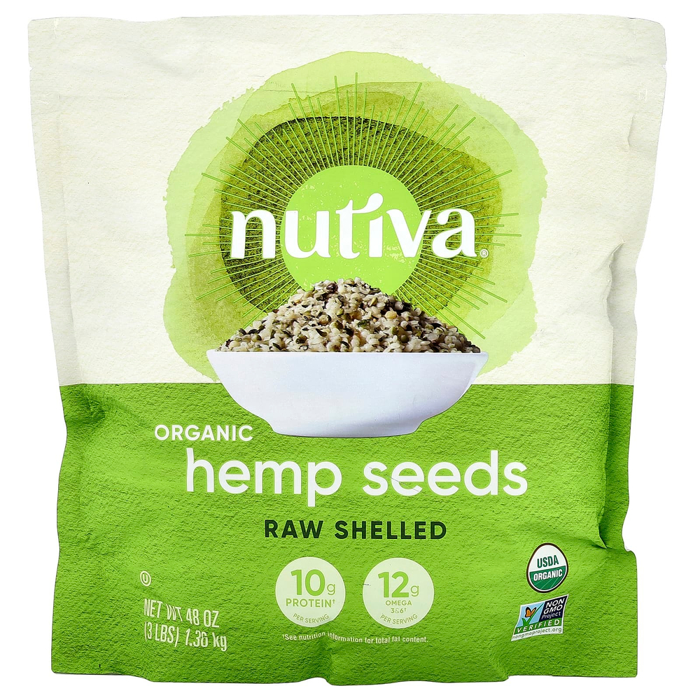 Nutiva, Семена органической конопли, необработанные, 1,36 кг (3 фунта)