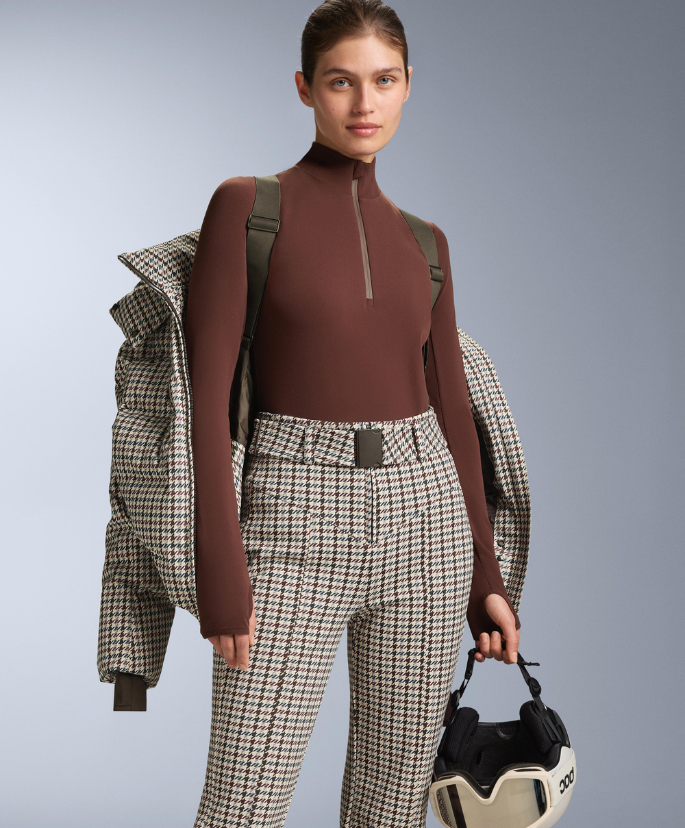 Oysho Термофутболка с застёжкой-молнией на половину длины, бургунди