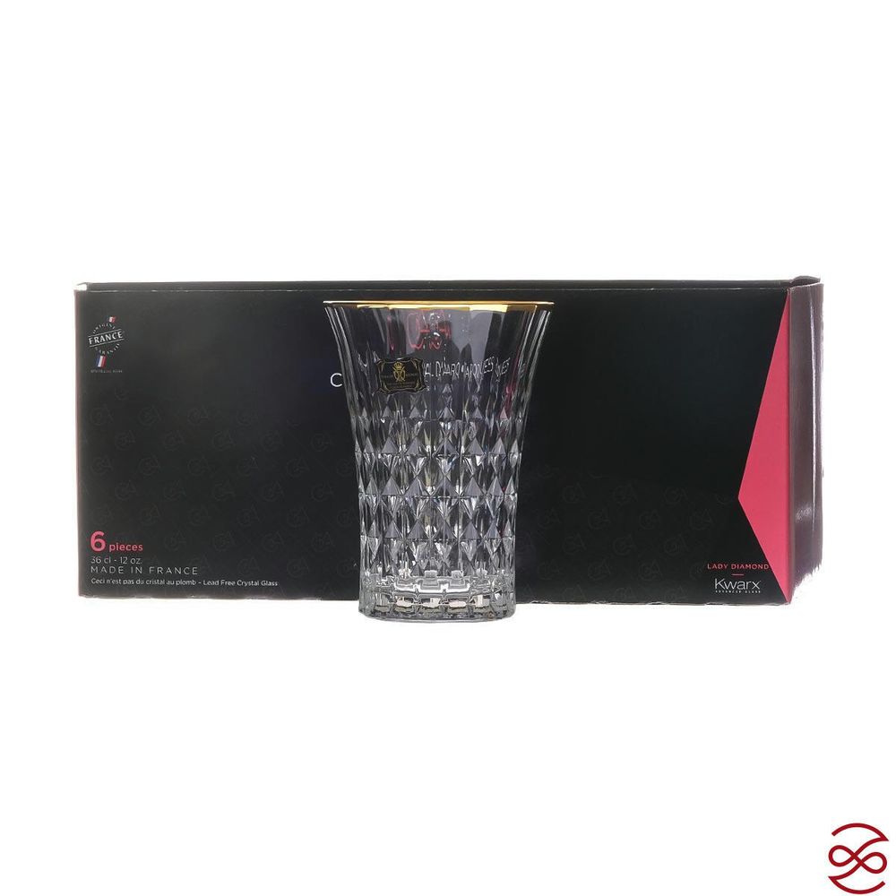 Набор стаканов для воды Lady Diamond золотая полоса 360 мл (6 шт)