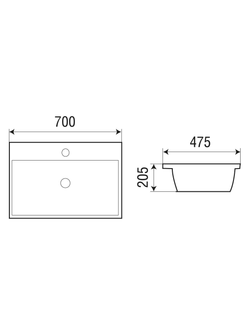 Раковина врезная WeltWasser WW  DEILBACH 7608-70 700х475х205