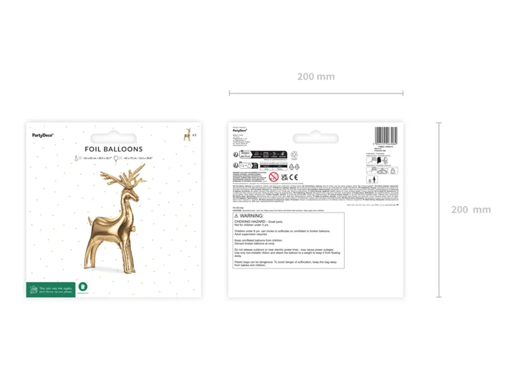 Шар ходячий маленкий "Золотой олень" (73х42 см)