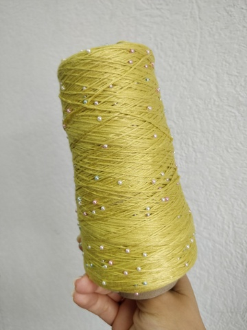 Олива с цветными бусинами, арт. 22, хлопок с бисером