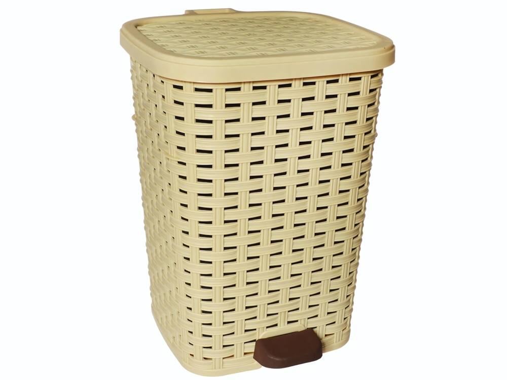 Ведро для мусора 12л с педалью "Плетеное", цвет микс