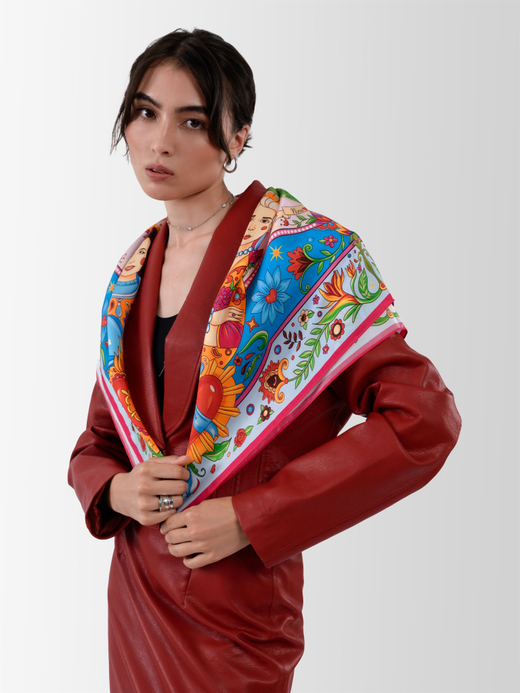 Платок «Матрёшки. Латинская Америка» 100% шёлк